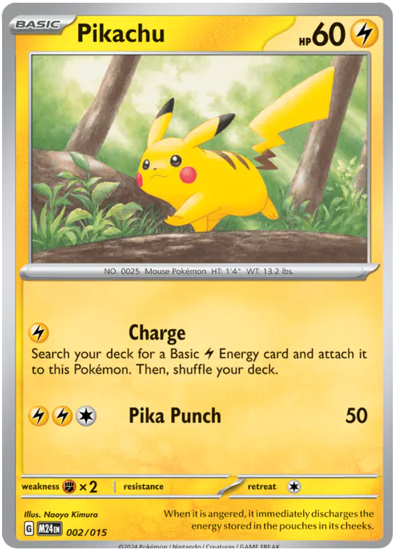 Carta Pikachu 2/15 de McDonald's Collection 2024