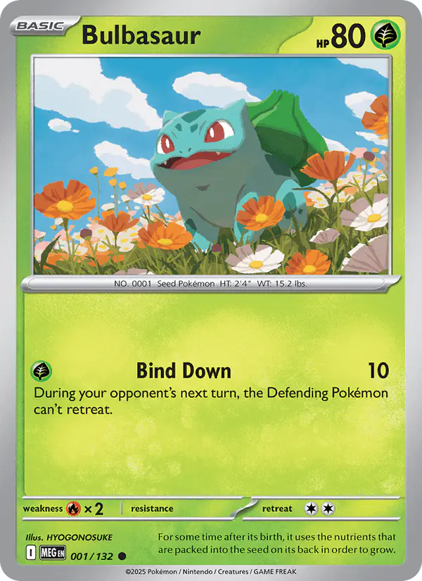 Carta Bulbasaur 001/132 de Mega Evolution