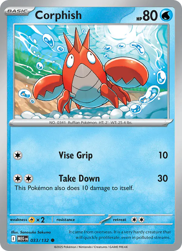 Carta Corphish 033/132 de Mega Evolution