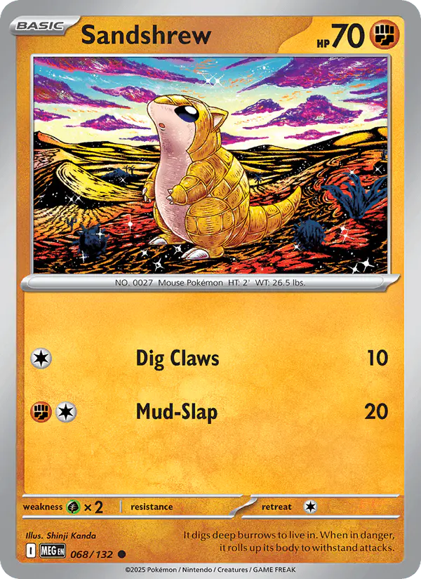 Carta Sandshrew 068/132 de Mega Evolution