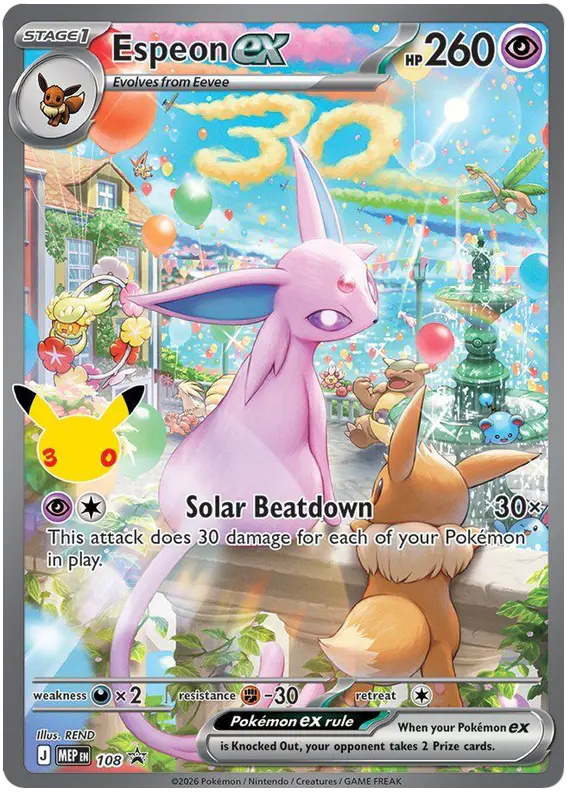 Carta Espeon ex #108 de MEP Black Star Promos
