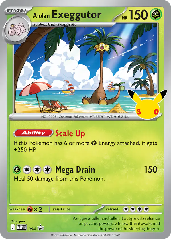 Carta Alolan Exeggutor #94 de MEP Black Star Promos