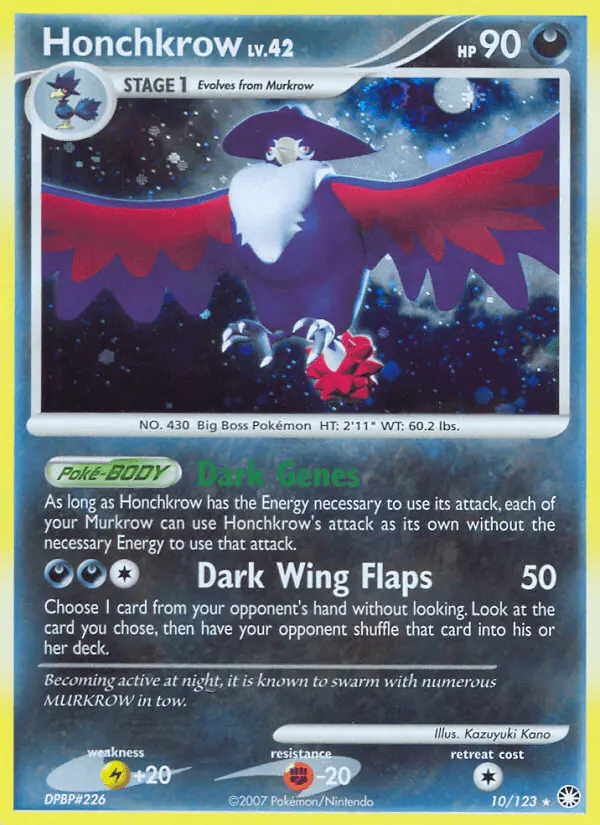 Carta Honchkrow 10/123 de Mysterious Treasures