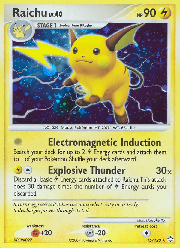 Carta Raichu 15/123 de Mysterious Treasures