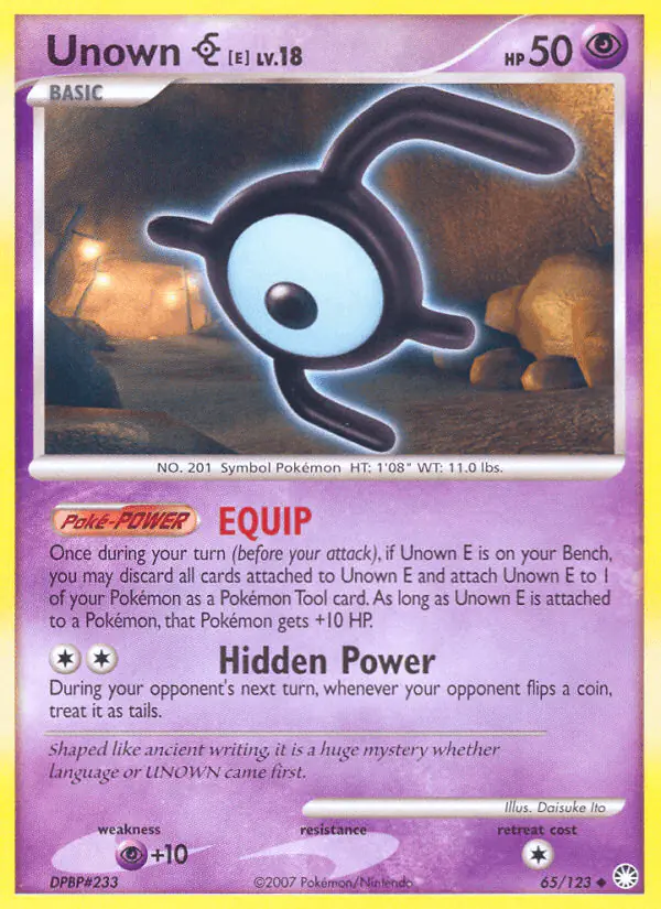 Carta Unown E 65/123 de Mysterious Treasures