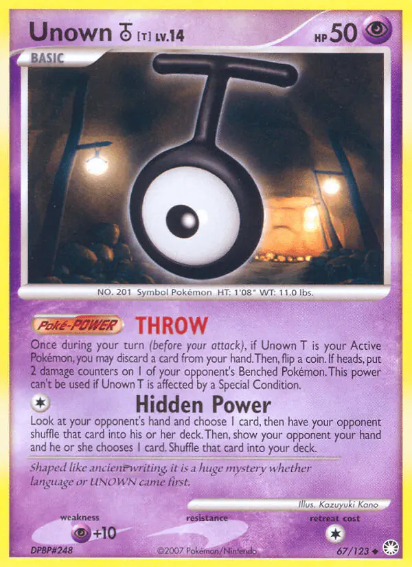 Carta Unown T 67/123 de Mysterious Treasures