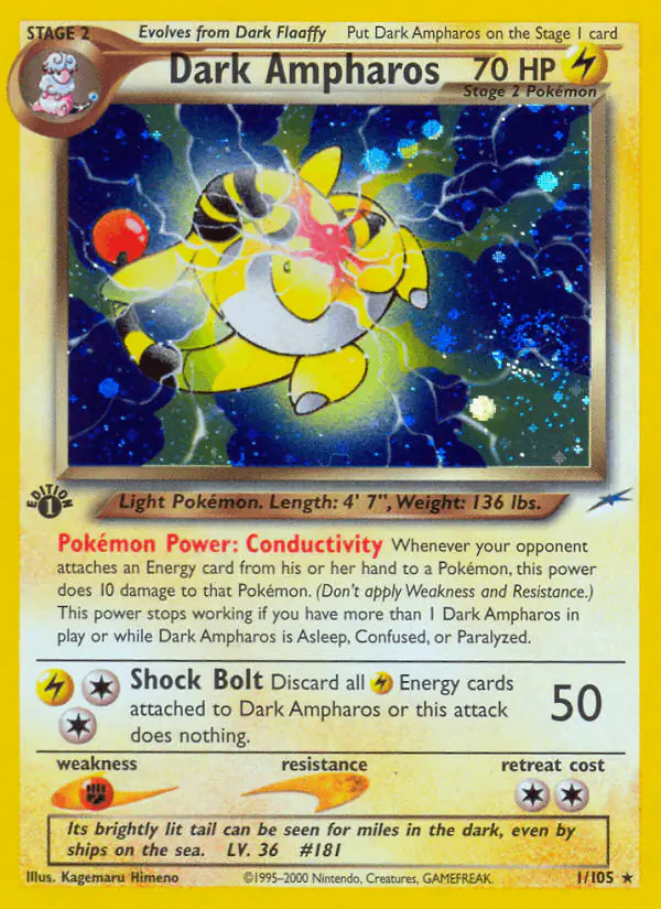 Carta Dark Ampharos 1/105 de Neo Destiny
