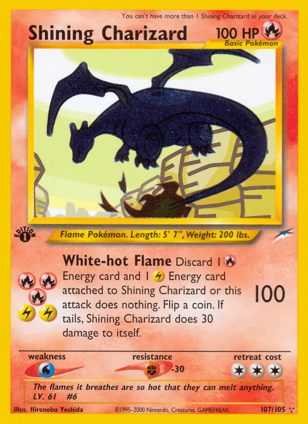 Carta Shining Charizard 107/105 de Neo Destiny