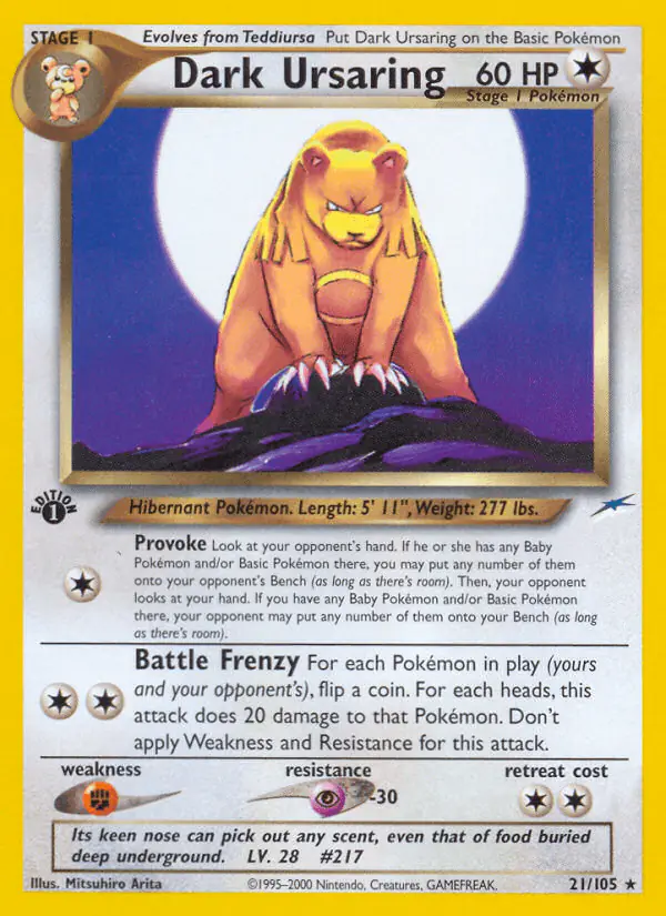 Carta Dark Ursaring 21/105 de Neo Destiny