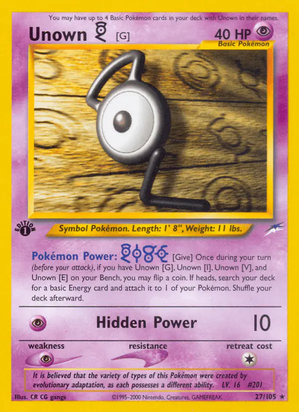Carta Unown [G] 27/105 de Neo Destiny