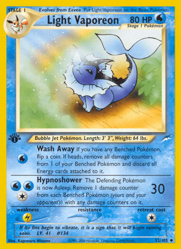 Carta Light Vaporeon 52/105 de Neo Destiny
