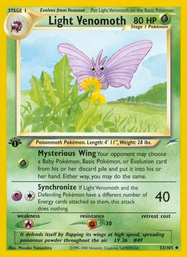 Carta Light Venomoth 53/105 de Neo Destiny