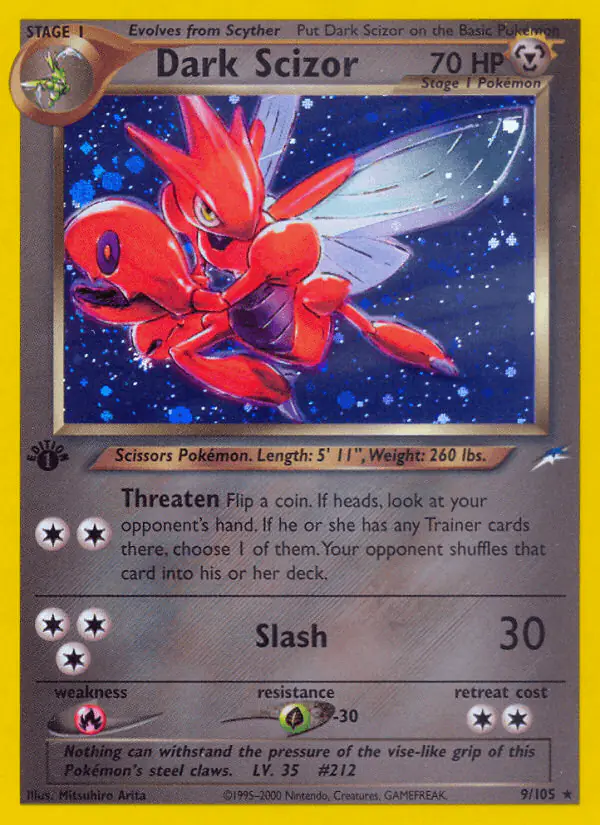 Carta Dark Scizor 9/105 de Neo Destiny