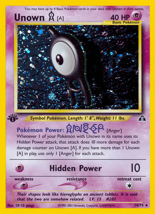Carta Unown [A] 14/75 de Neo Discovery