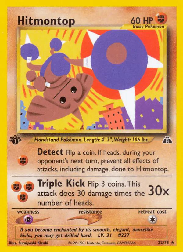 Carta Hitmontop 22/75 de Neo Discovery