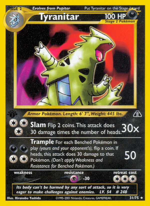 Carta Tyranitar 31/75 de Neo Discovery
