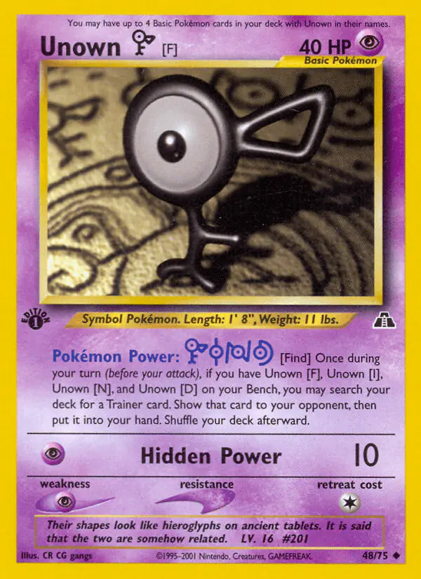 Carta Unown [F] 48/75 de Neo Discovery