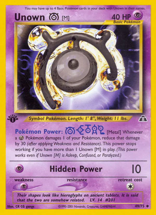 Carta Unown [M] 49/75 de Neo Discovery