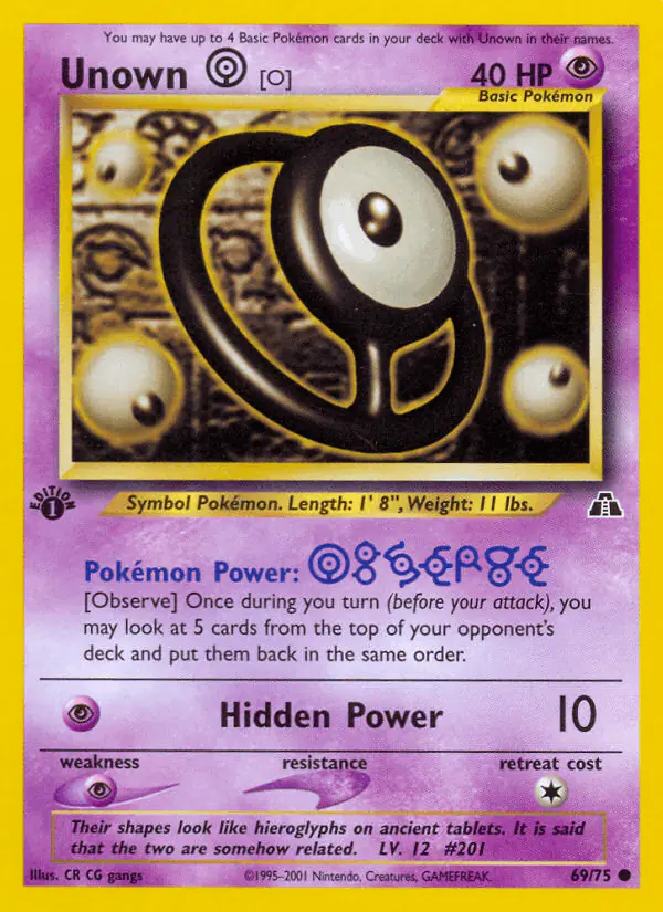 Carta Unown [O] 69/75 de Neo Discovery