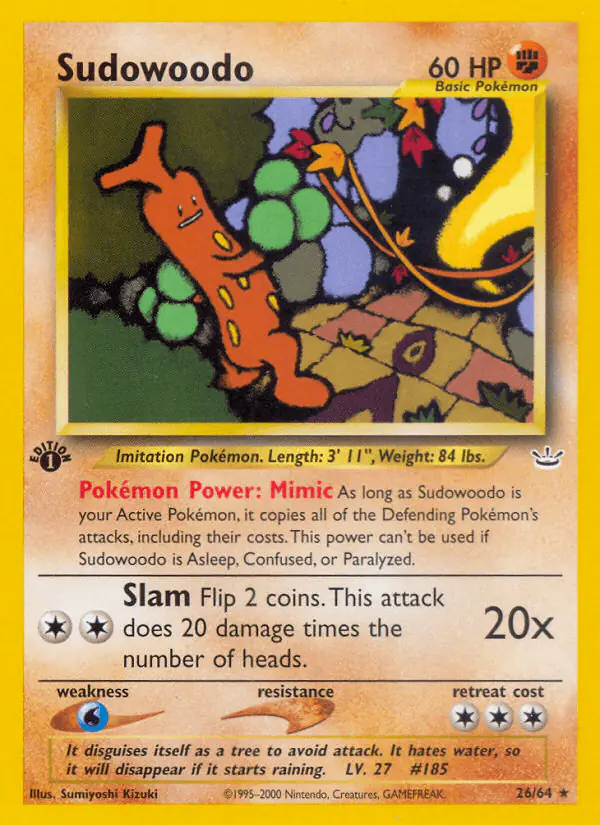 Carta Sudowoodo 26/64 de Neo Revelation