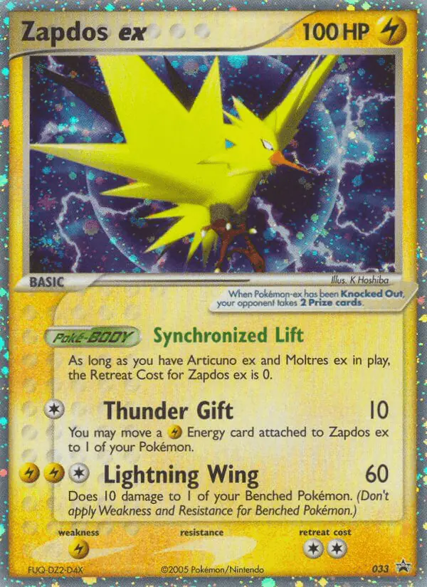 Carta Zapdos ex #33 de Nintendo Black Star Promos
