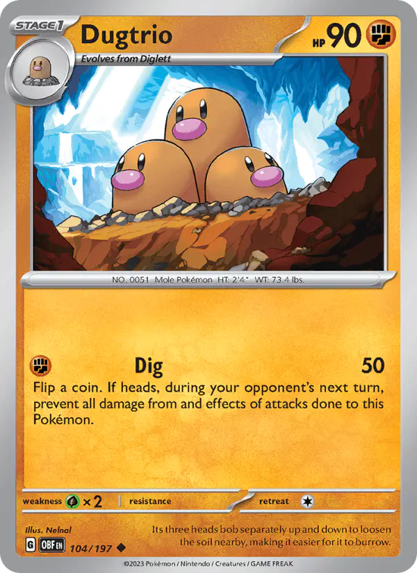 Carta Dugtrio 104/197 de Obsidian Flames