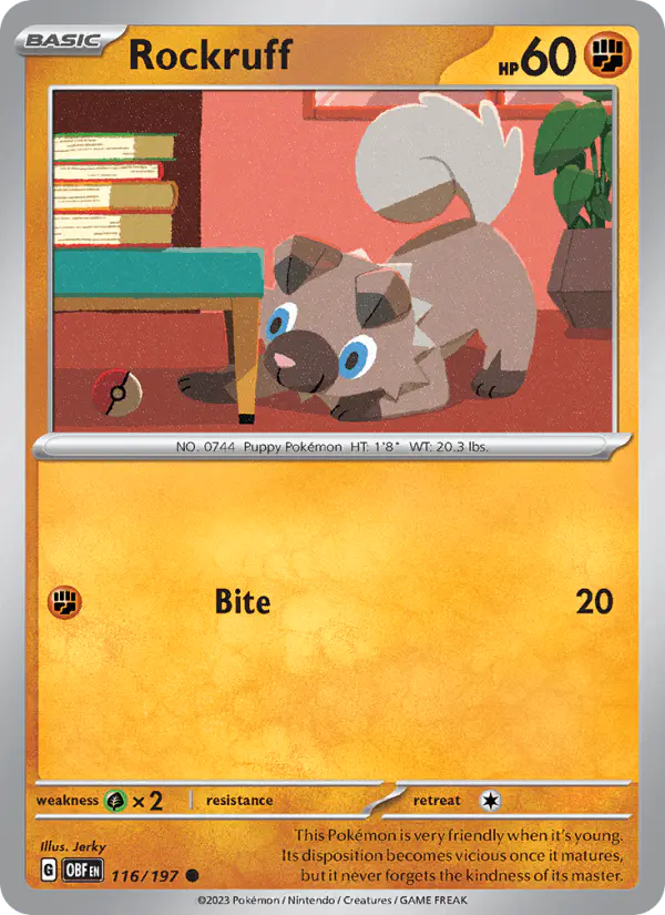 Carta Rockruff 116/197 de Obsidian Flames
