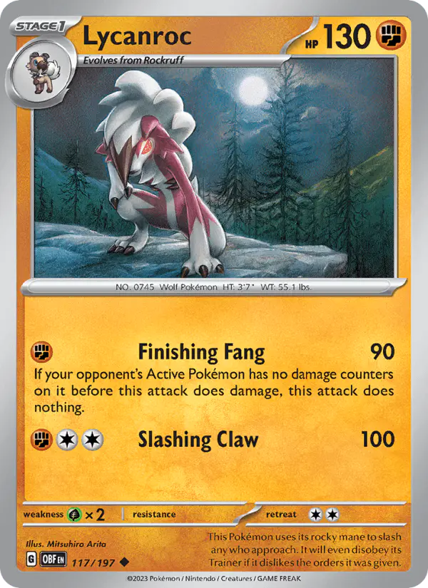 Carta Lycanroc 117/197 de Obsidian Flames