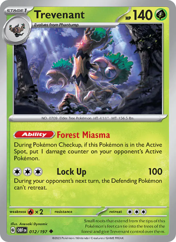 Carta Trevenant 012/197 de Obsidian Flames