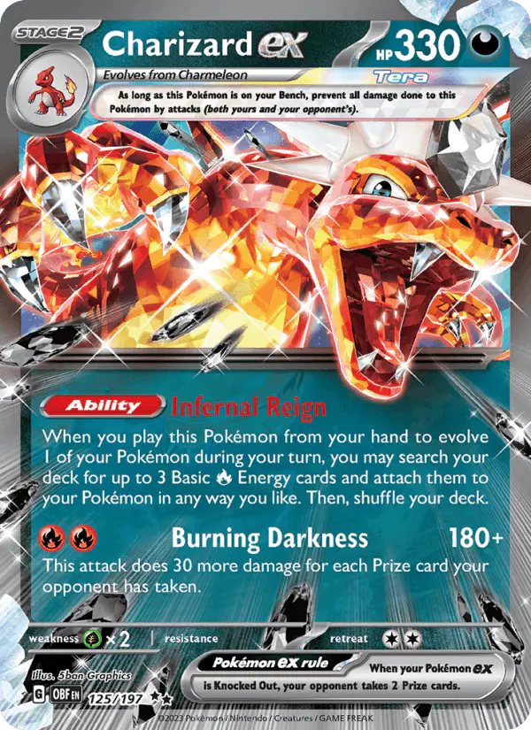 Carta Charizard ex 125/197 de Obsidian Flames