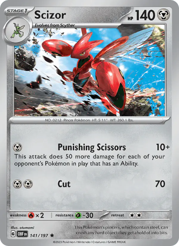 Carta Scizor 141/197 de Obsidian Flames