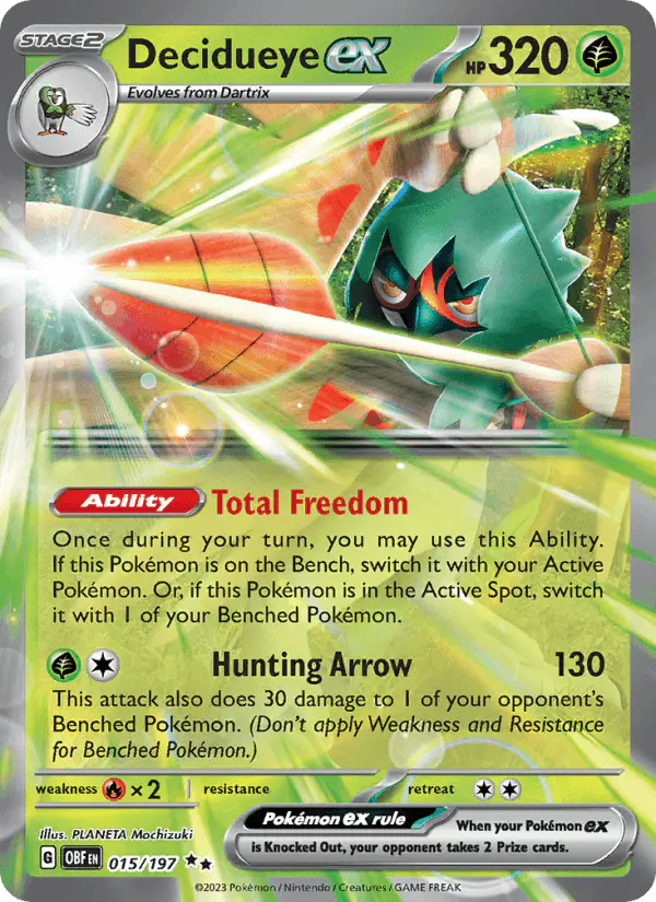 Carta Decidueye ex 015/197 de Obsidian Flames
