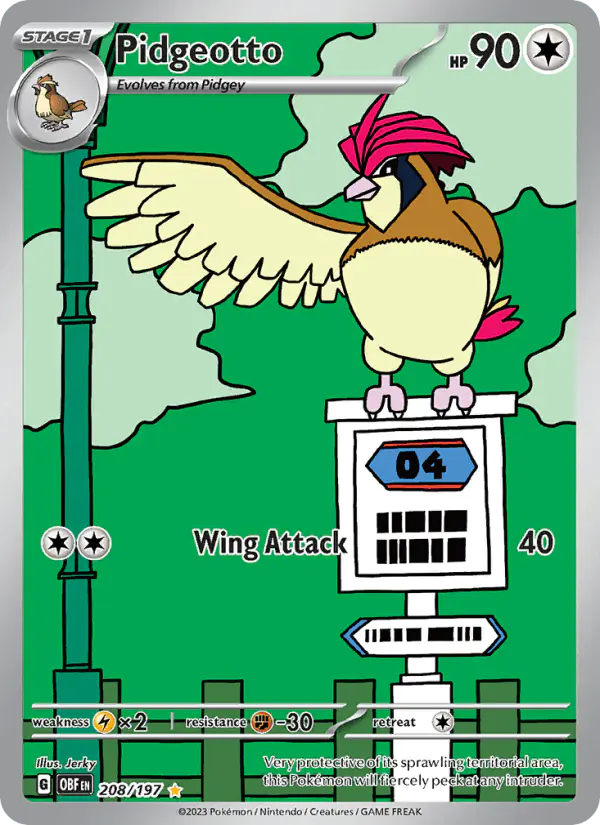 Carta Pidgeotto 208/197 de Obsidian Flames