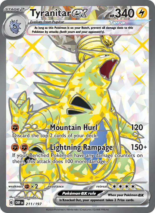 Carta Tyranitar ex 211/197 de Obsidian Flames