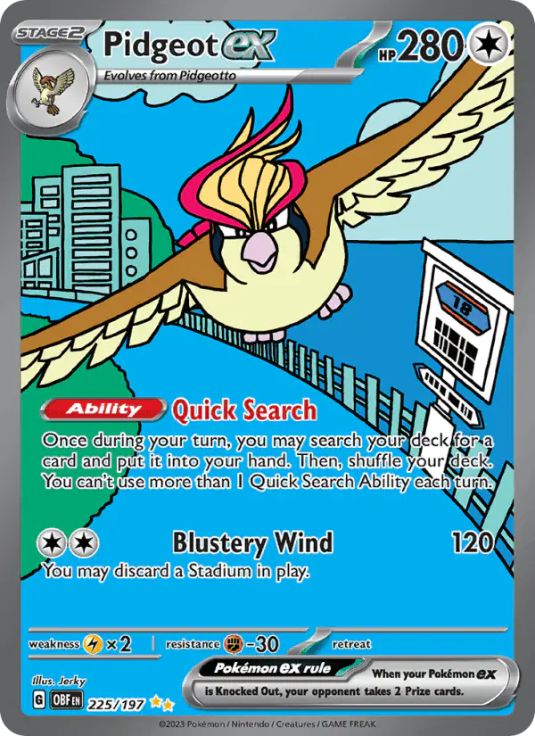 Carta Pidgeot ex 225/197 de Obsidian Flames