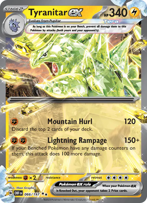 Carta Tyranitar ex 066/197 de Obsidian Flames