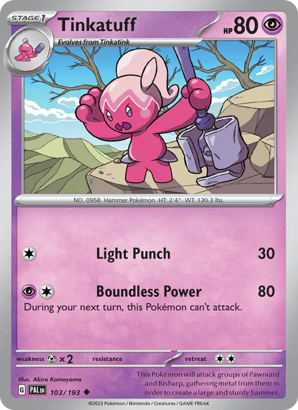 Carta Tinkatuff 103/193 de Paldea Evolved