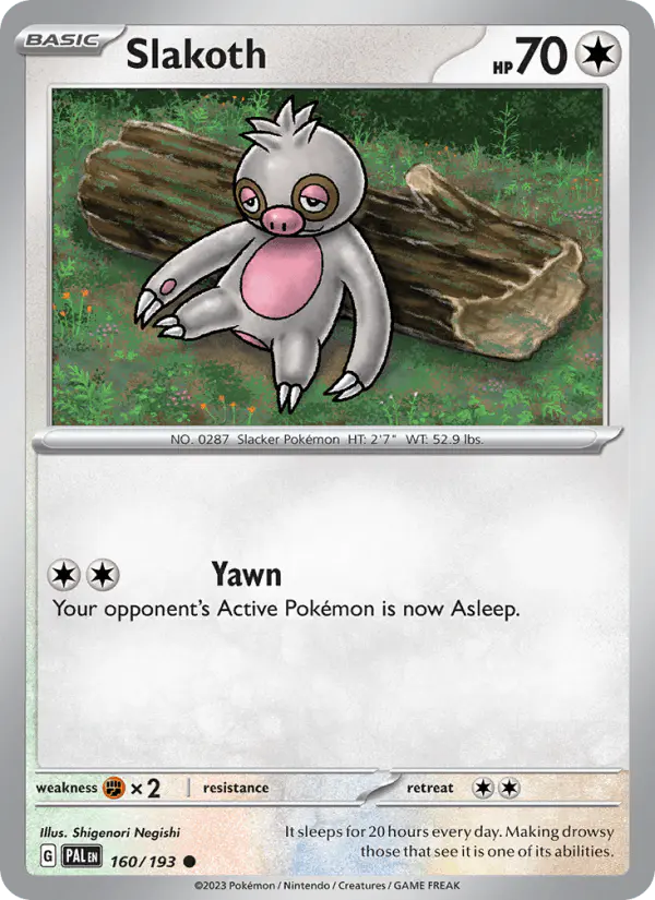 Carta Slakoth 160/193 de Paldea Evolved