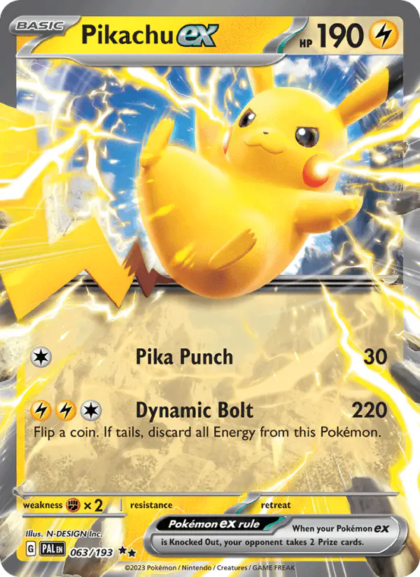Carta Pikachu ex 063/193 de Paldea Evolved