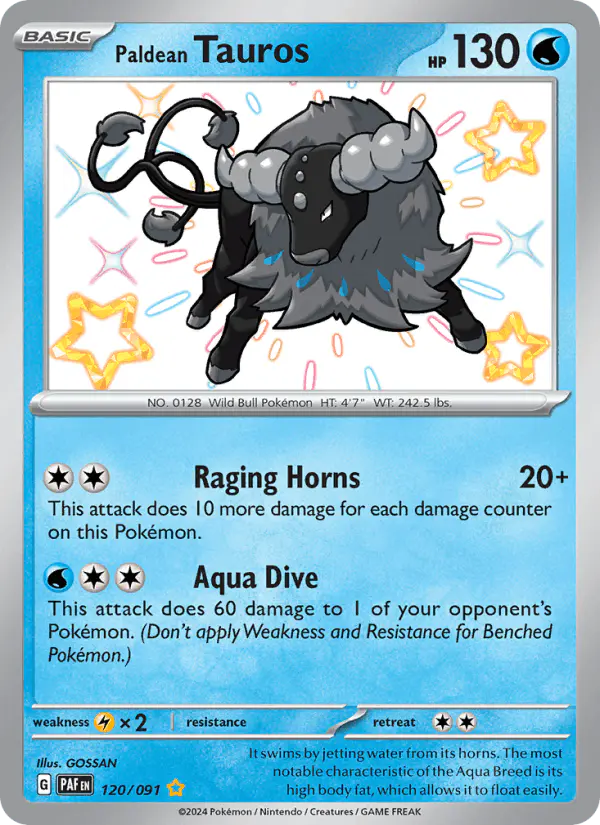 Carta Paldean Tauros 120/091 de Paldean Fates
