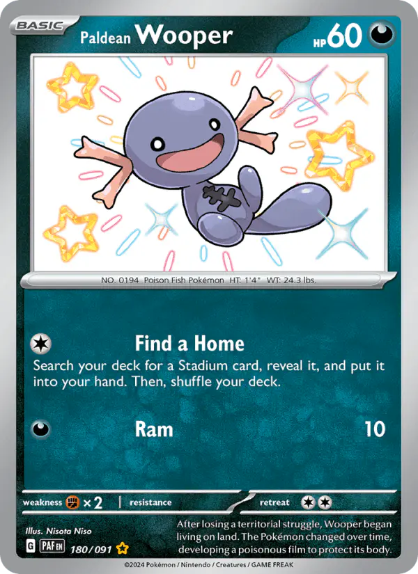 Carta Paldean Wooper 180/091 de Paldean Fates