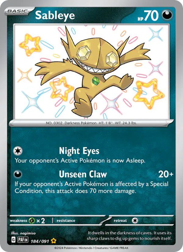 Carta Sableye 184/091 de Paldean Fates