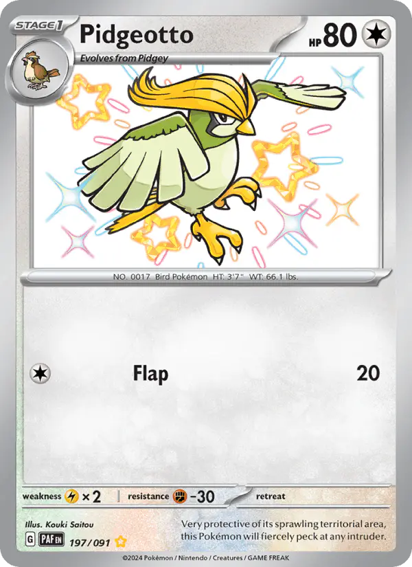 Carta Pidgeotto 197/091 de Paldean Fates