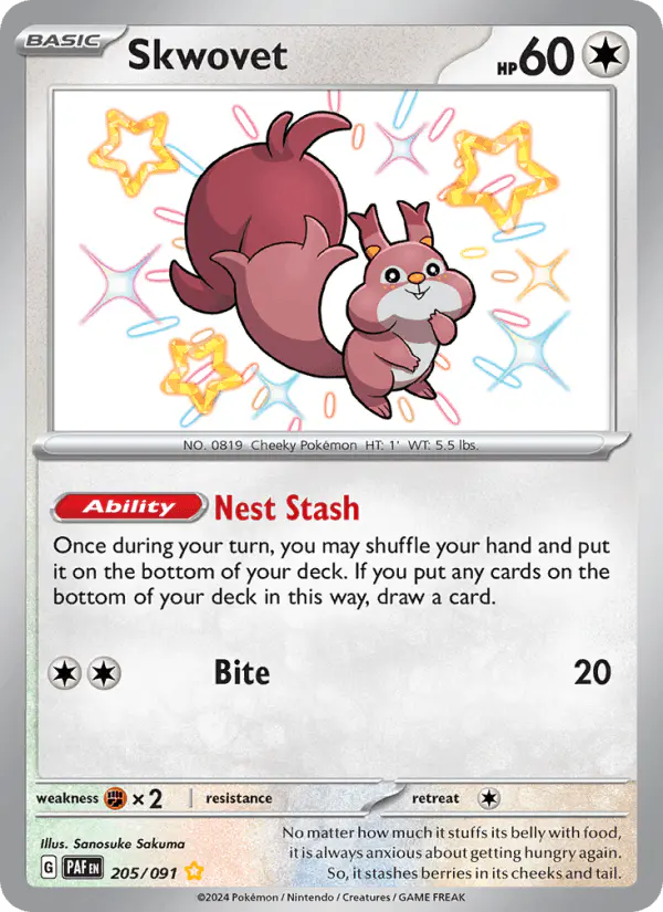 Carta Skwovet 205/091 de Paldean Fates