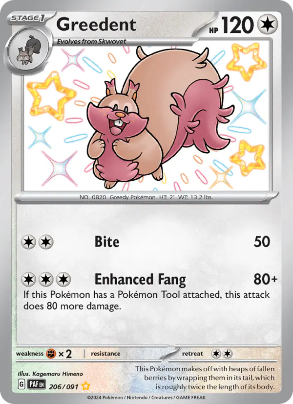 Carta Greedent 206/091 de Paldean Fates