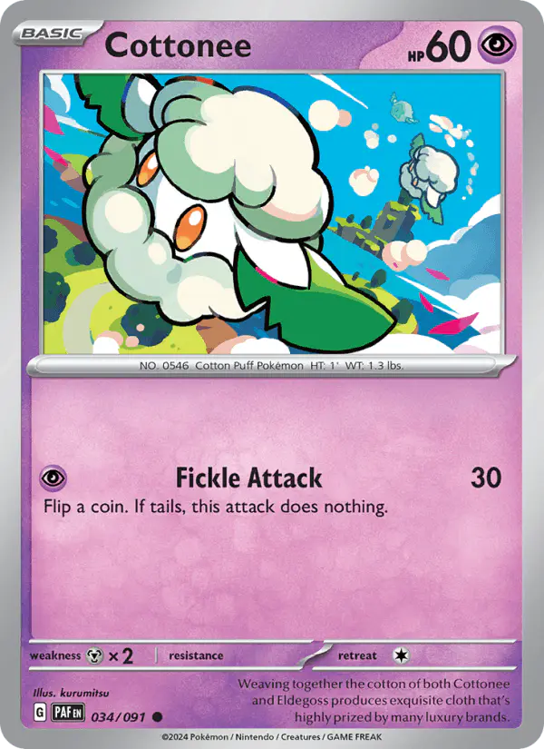 Carta Cottonee 034/091 de Paldean Fates