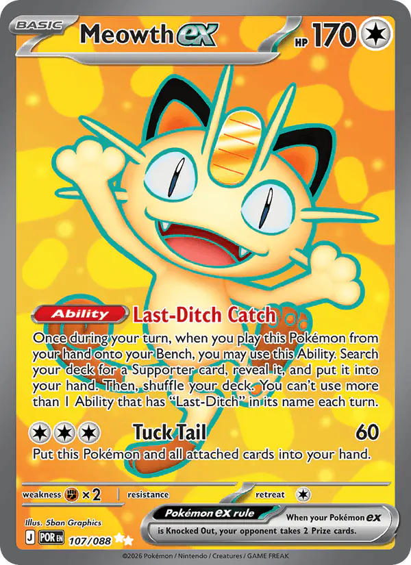 Carta Meowth ex 107/088 de Perfect Order