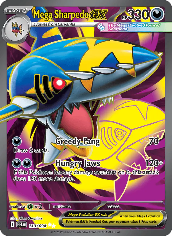 Carta Mega Sharpedo ex 113/094 de Phantasmal Flames