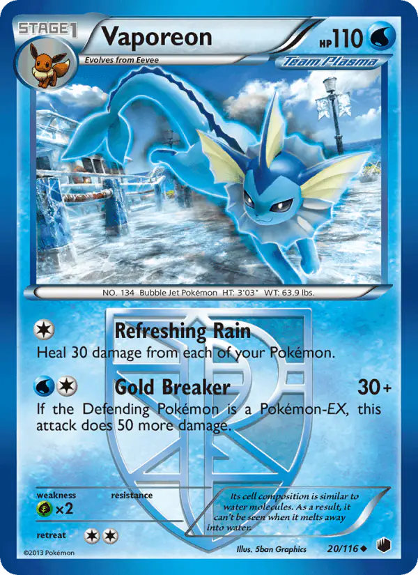 Carta Vaporeon 20/116 de Plasma Freeze