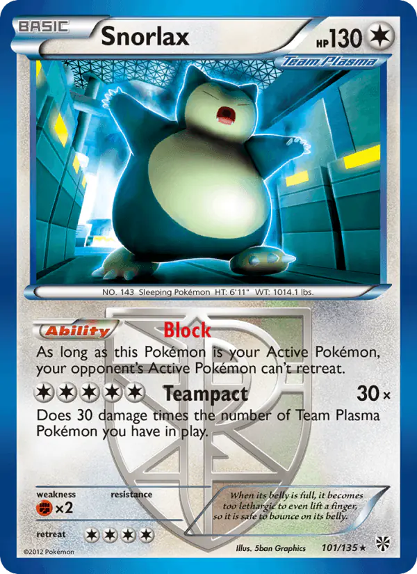 Carta Snorlax 101/135 de Plasma Storm